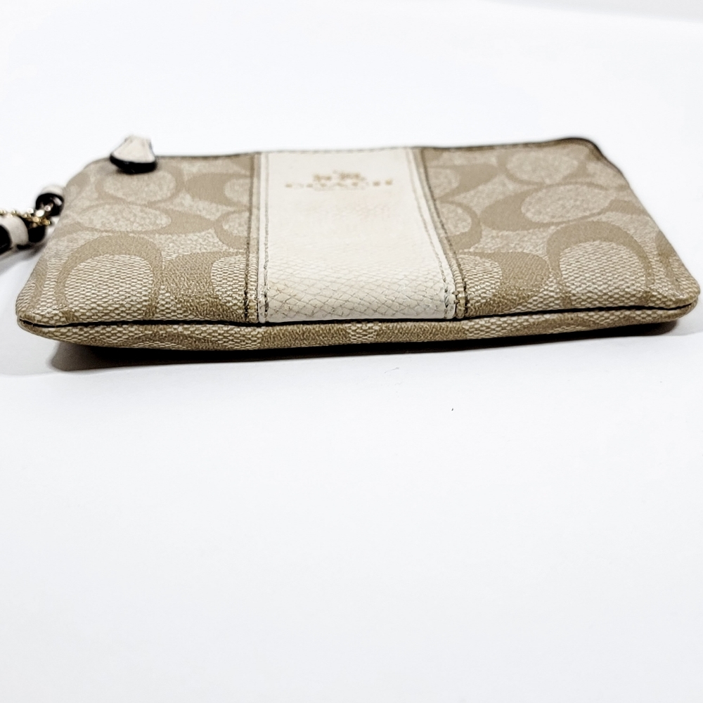 Coach Corner Zip Wristlet In Signature Ivory White Canvas - Picture 2 of 7